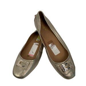 Metallic Gold Leather 9.5 Coach Driving Loafers Rubber Sole 9.5 Ballet Flats